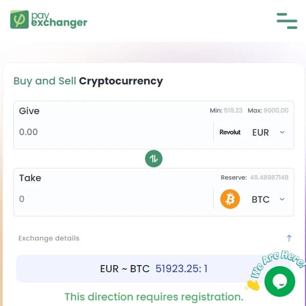 PayExchanger crypto trading platform dashboard